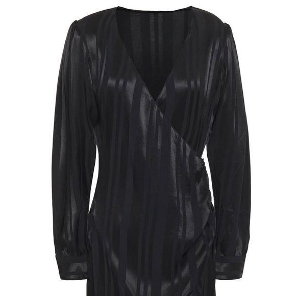 Anine Bing Penelope striped satin-jacquard mini wrap dress - Picture 3 of 4